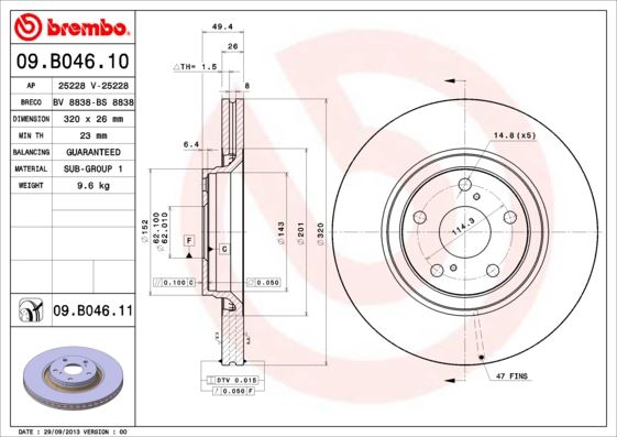 BREMBO 09B04611 Fren Diski On Uv Coated Toyota