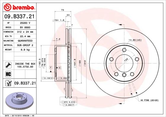 BREMBO 09B33721 Fren Diski On Bmw F20 F21 F22 F23 E90 E91 E92 E93 F30 F31 F34 F35 F32 F33 F36 E84