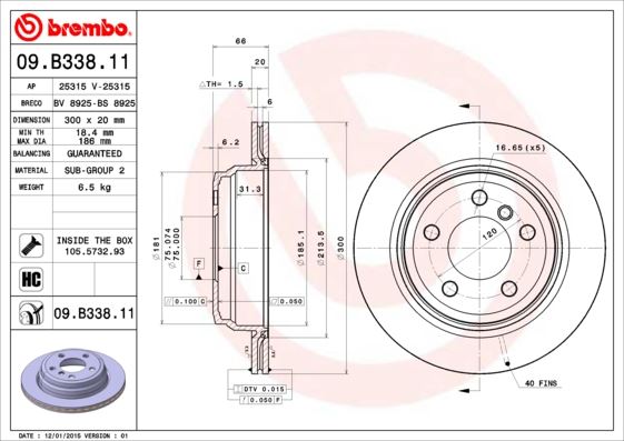 BREMBO 09B33811 Fren Diski Arka Bmw F30 F31 F32 F33 F34 F35 F36