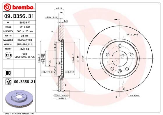 BREMBO 09B35631 Ön Fren Aynasi Insignia B 16 Inç 18> Astra J 09 > Zafira C 11 > Cruze 09 > 300x26x5dlxhavali 5 69076-569070-13502052-95527031