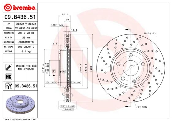 BREMBO 09B43651 Fren Diski On Mercedes W176 W246 C117 X117 X156