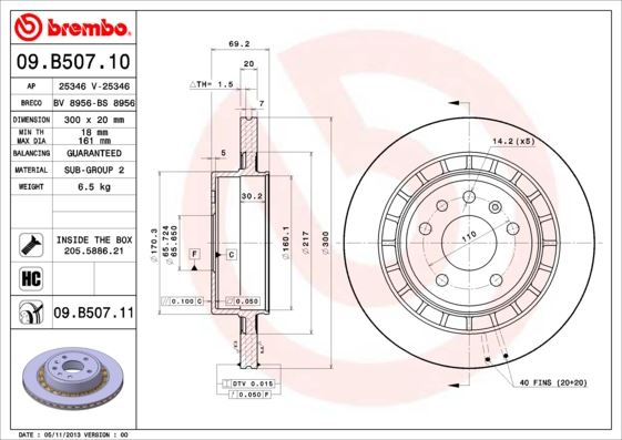 BREMBO 09B50711 Fren Diski Arka Uv Coated Saab