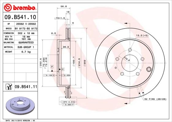 BRE-09.B541.11 Fren Diski Arka Uv Coated Mazda Cx-7