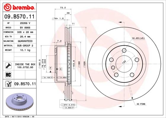 BREMBO 09B57011 Fren Diski On Bmw F25 F26