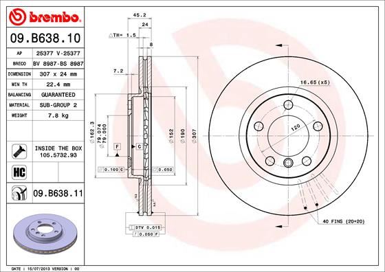 BREMBO 09B63811 Fren Diski On Mini R60 R61