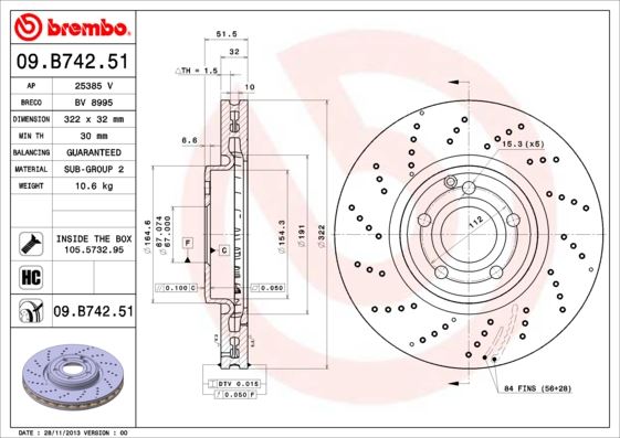BREMBO 09B74251 Fren Diski On Mercedes Cls-Class C218 X218