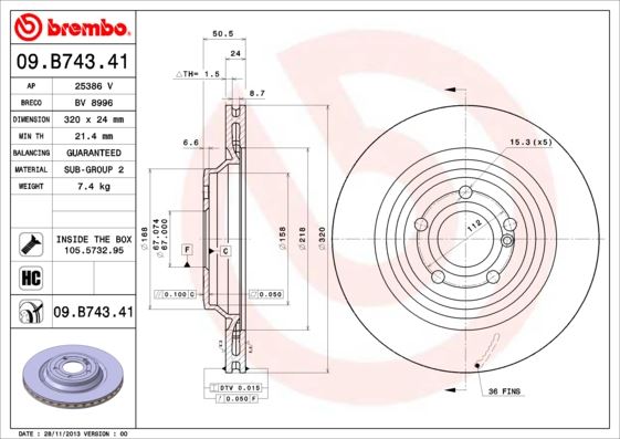 BREMBO 09B74341 Fren Diski Arka Mercedes Sl-Class R231 12>20