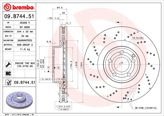 BREMBO 09B74451 Fren Diski On Mercedes W212 S212 R172