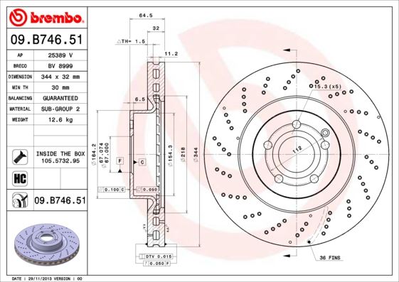 BREMBO 09B74651 Fren Diski On Mercedes W212 S212 C207 A207 C204