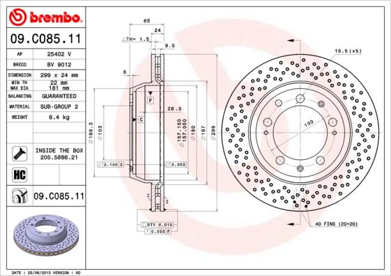 BREMBO 09C08511 Fren Diski Arka Uv Coated Porsche 986478595