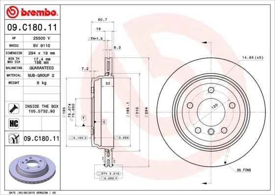 BREMBO 09C18011 Fren Diski Arka Bmw E46