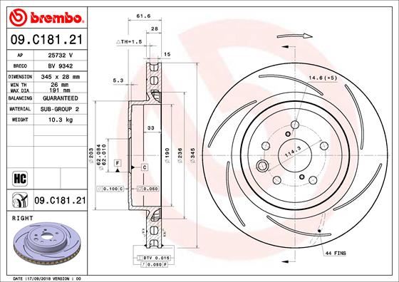 BRE-09.C181.21 Fren Diski Arka Uv Coated Lexus