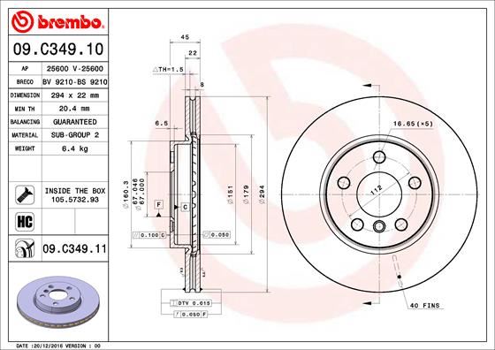 BRE-09.C349.11 Fren Diski On F39/F45/F48/F54/F55/F56/F57/F60