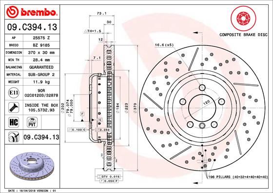 BREMBO 09C39413 Fren Diski On Bmw F20 F21 F22 F23 F30 F31 F34 F32 F33 F36