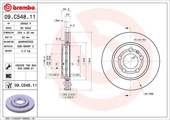 BRE-09.C548.11 Arka Fren Diski Uv Kaplamali Vw Polo V 09-2022