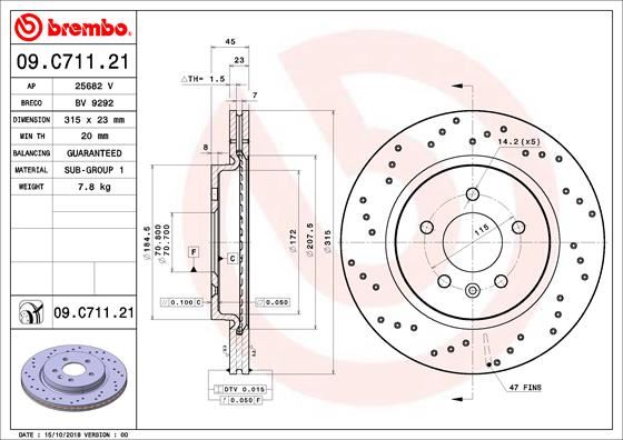 BRE-09.C711.21 Fren Diski Arka Uv Coated Opel