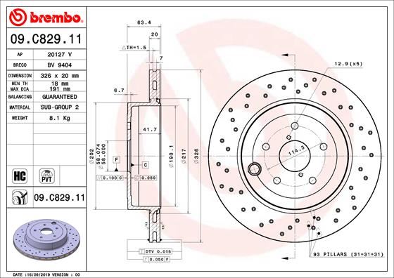 BRE-09.C829.11 Fren Diski Arka Uv Coated Subaru