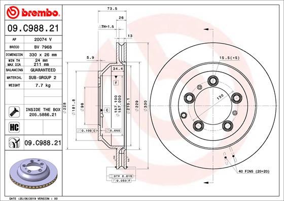 BREMBO 09C98821 Fren Diski Arka Porsche Cayenne 17- Uv Coated