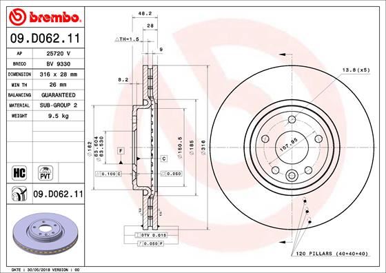 BREMBO 09D06211 Fren Diski On Uv Coated Jaguar