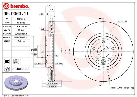 BREMBO 09D06311 Fren Diski On Uv Coated Jaguar