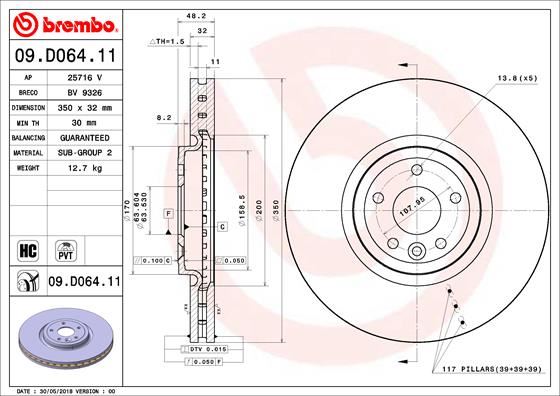 BREMBO 09D06411 Fren Diski On Uv Coated Jaguar