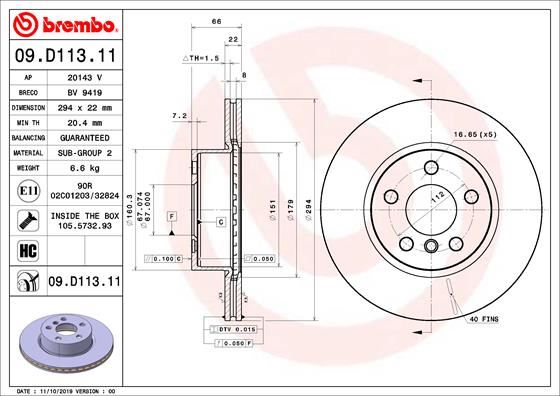 BREMBO 09D11311 Fren Diski On Bmw 3 G20. G80. G28 3.16-3.18