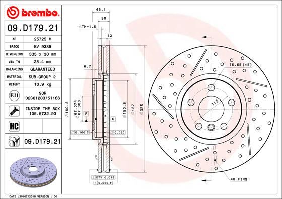 BREMBO 09D17921 Fren Diski On Minicooper F54-F55