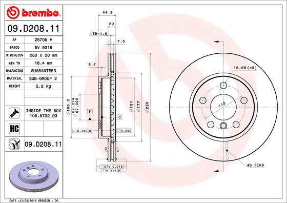 BREMBO 09D20811 Fren Diski On Bmw I3 I01 S Electric