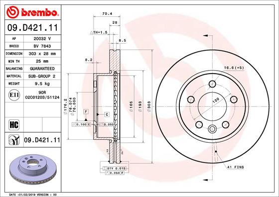 BREMBO 09D42111 Fren Diski Crafter Tge 2.0 Tdi