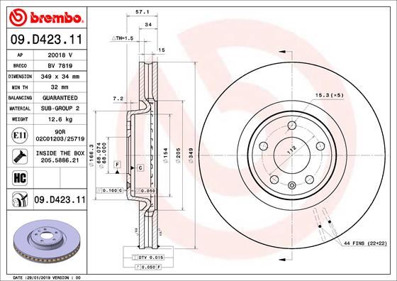 BREMBO 09D42311 Fren Diski A4 A5 A6 A8 Q5 Q7 Touareg