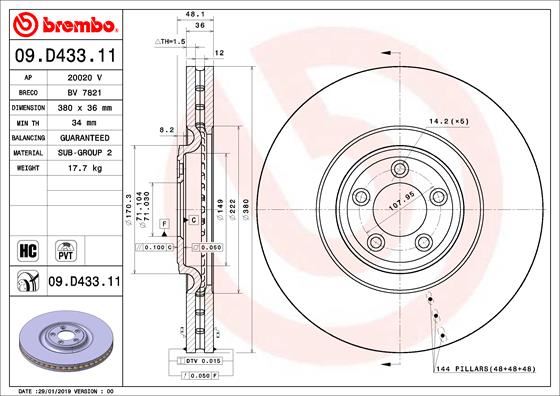 BREMBO 09D43311 Fren Diski On Uv Coated Jaguar