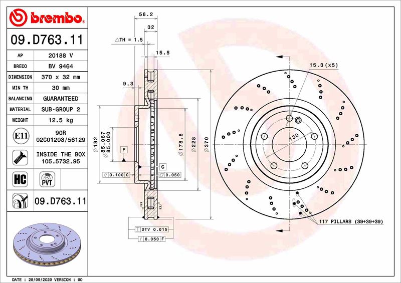 BRE-09.D763.11 Fren Diski Arka Uv Coated Mercedes-Benz