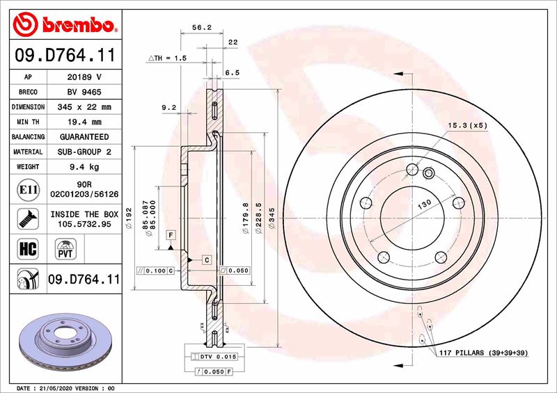 BREMBO 09D76411 Fren Diski Arka Mercedes G-Class W463 18>