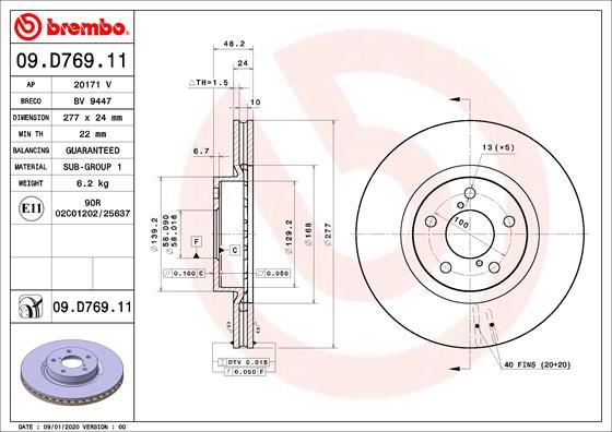 BRE-09.D769.11 Fren Diski On Uv Coated Subaru