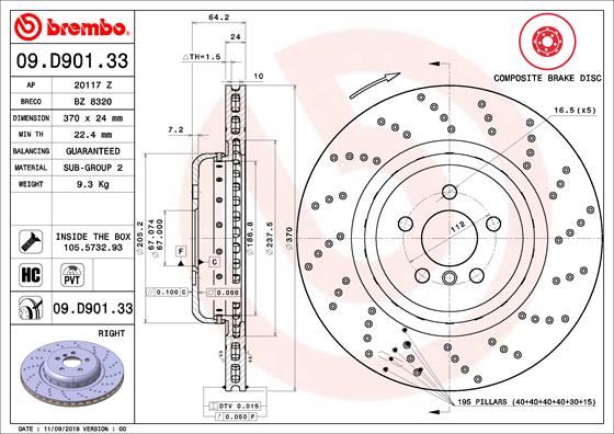 BRE-09.D901.33 Fren Diski Arka Composite Bmw
