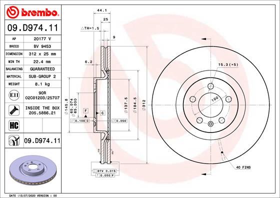 BREMBO 09D97411 Fren Diski On Uv Coated Audi 0986479h30