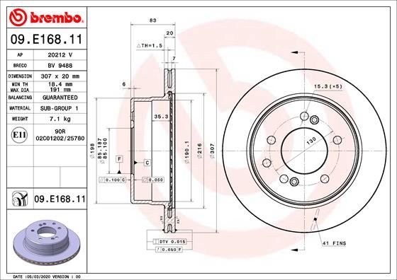BRE-09.E168.11 Fren Diski Arka Uv Coated Ssangyong