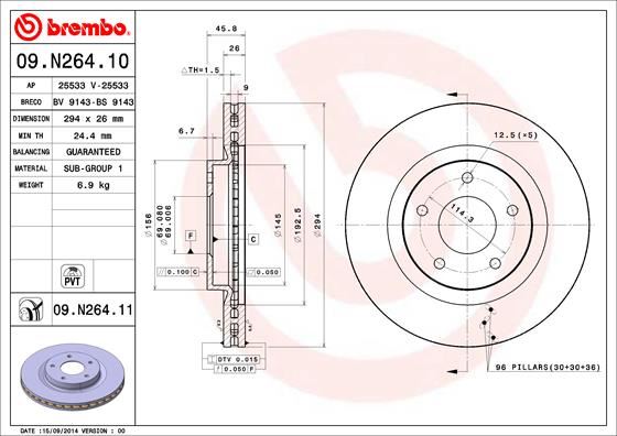 BREMBO 09N26411 Ön Fren Diski Hava Kanalli - Kaplamali Mitsubishi Asx 1.6l 4a92 Ga1w Kasa 10-> / Eclipse Cross 1 .5l 4b40 Mivec Gk1 Kasa 18-> 294 Çap X 5 Bijon - Adet Disk Fiyatıdır