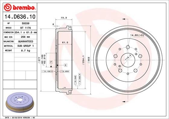 BREMBO 14D63610 Fren Kampanasi Toyota Hilux Vii Pickup N1. N2. N3 08/04->