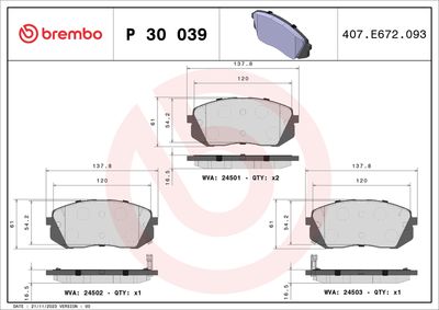 BREMBO P30039 Ön Fren Balata Hyundai İx35 2.0l D4ha Crdi Dizel 136hp 10-15 / Kia Sportage 2.0l D4ea D4ha Dizel 06-15 Şimsiz
