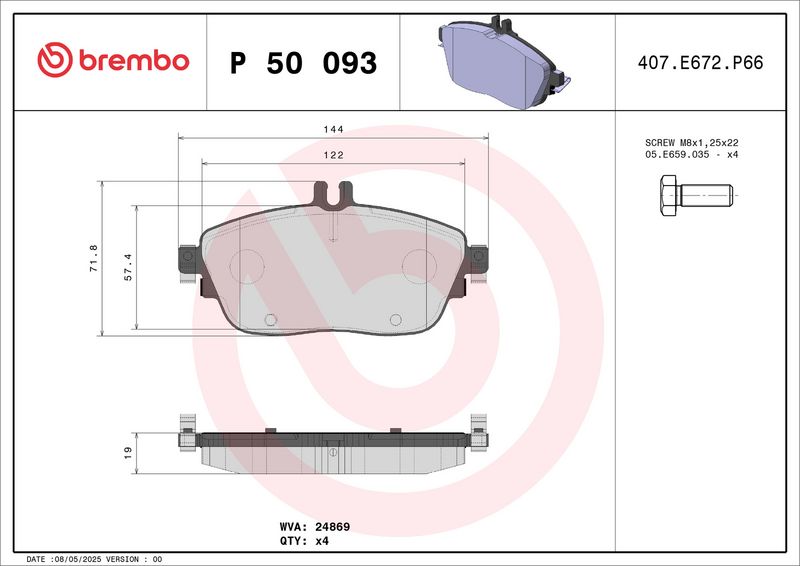 BREMBO P50093 Fren Balatasi On Mercedes W176 W246 C117 X117 X156