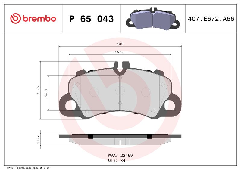 BREMBO P65043 Fren Balatasi Porsche Cayenne-Macan 17>