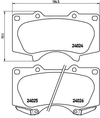 BREMBO P83102 Ön Fren Balata Toyota Hilux 3.0l 1kd-Ftv Kun26 4x4 09-11 / Land Cruiser Prado 4.0l 1gr-Fe Grj150 09- > 3.0l 1kd-Ftv Kdj120 D-4d 03-09 / Mitsubishi Pajero 3.2l 4m41 V98w 07->