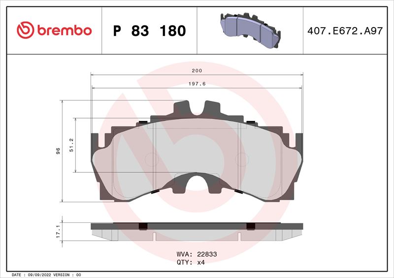 BREMBO P83180 Fren Balatasi