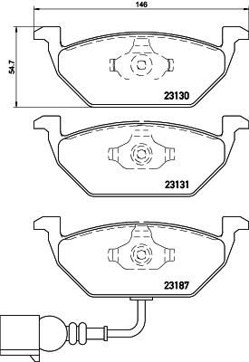 BREMBO P85072 Ön Balata Fişli Küçük Golf4-Golf5-Jetta-Bora-Polo-A3-Leon 97 >