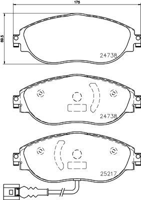 BREMBO P85144 0986495350-Ön Balata A3 12> Leon 15>Octavia 14>Superb 15>Golf Viii Passat 14>Tiguan 16>