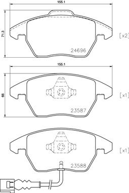 BREMBO P85146 Ön Balata Fişli Caddy Iii 04 > Golf Iv V Vi 97 > Jetta Passat 05 > Polo 09 > Octavia 04 >