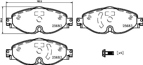 BREMBO P85147 Ön Balata Golf7-A3-Leon-Tiguan-Passat-Octavia-Superb 12 >