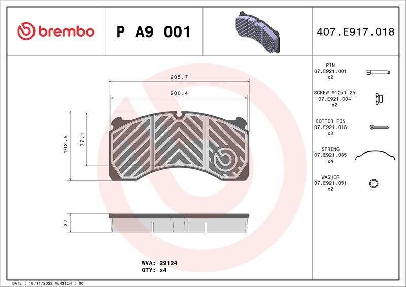 BREMBO PA9001 Fren Balatasi Meritor Lm ->