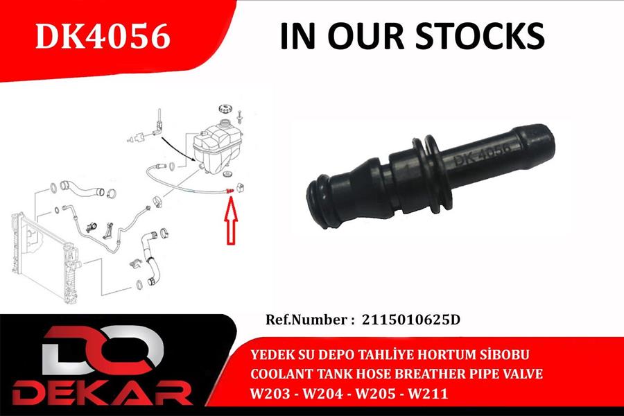 DEKAR DK4056 Radyator Yedek Su Deposu Hortum Valfi Mercedes M272 W211 S211 C219 Hava Tahliyesi